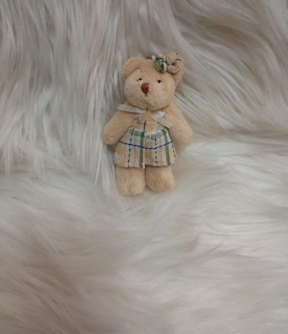 Cozy Town  Vintage Plush Beige Teddy Keychain Accessory  NWT.